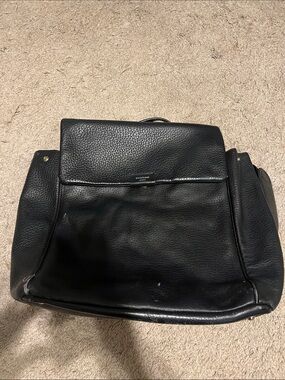 Storksak Black Leather Backpack